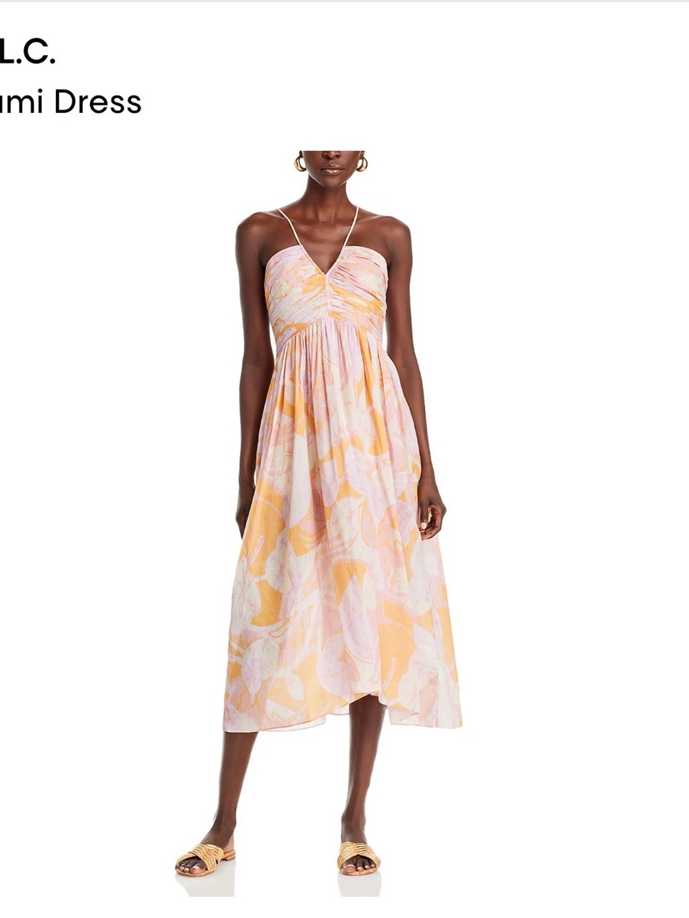 A.L.C. Pastel Pink and Yellow Strap Midi Dress